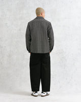 wax london men's Whiting - Black And Ecru Frome Overshirt