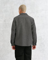 wax london men's Whiting - Black And Ecru Frome Overshirt