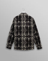 wax london men's Whiting - Black And Ecru Glitch Check Overshirt