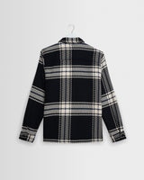 wax london men's Whiting - Black And Ecru Oversize Grid Check Overshirt