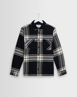 wax london men's Whiting - Black And Ecru Oversize Grid Check Overshirt