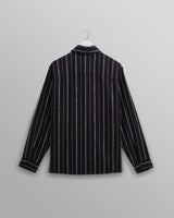 wax london men's Whiting - Black And Ecru Radical Stripe Overshirt