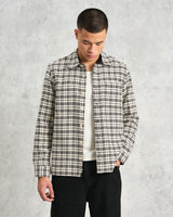 wax london men's Whiting - Black And Ecru Yard Check Overshirt