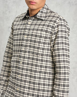 wax london men's Whiting - Black And Ecru Yard Check Overshirt