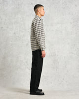 wax london men's Whiting - Black And Ecru Yard Check Overshirt