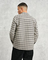 wax london men's Whiting - Black And Ecru Yard Check Overshirt