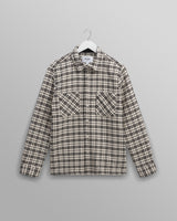 wax london men's Whiting - Black And Ecru Yard Check Overshirt
