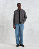 wax london men's Whiting - Black And Grey Chiltern Overshirt