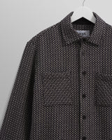 wax london men's Whiting - Black And Grey Chiltern Overshirt