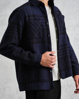 wax london men's Whiting - Blue And Black Lake Check Overshirt