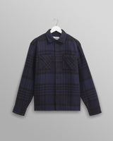 wax london men's Whiting - Blue And Black Lake Check Overshirt