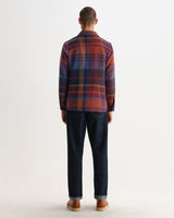 wax london men's Whiting - Blue And Burgundy Bold Check Overshirt