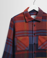wax london men's Whiting - Blue And Burgundy Bold Check Overshirt