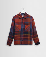wax london men's Whiting - Blue And Burgundy Bold Check Overshirt