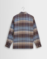 wax london men's Whiting - Blue And Ecru Serene Check Overshirt