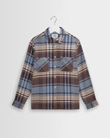 wax london men's Whiting - Blue And Ecru Serene Check Overshirt