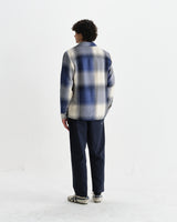 wax london men's Whiting - Blue And Ecru Shadow Check Overshirt