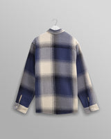 wax london men's Whiting - Blue And Ecru Shadow Check Overshirt