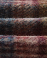 wax london men's Whiting - Blue And Multicolour Check Wool Overshirt