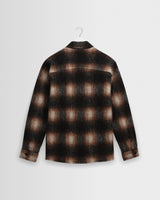 wax london men's Whiting - Brown And Black Elm Wool Blend Check Overshirt