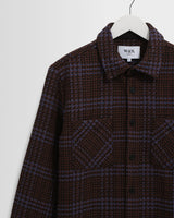 wax london men's Whiting - Brown And Blue Skate Check Overshirt