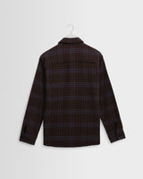 wax london men's Whiting - Brown And Blue Skate Check Overshirt