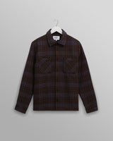 wax london men's Whiting - Brown And Blue Skate Check Overshirt