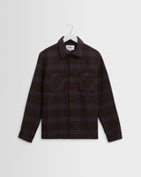 wax london men's Whiting - Brown And Blue Skate Check Overshirt