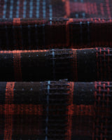 wax london men's Whiting - Burgundy And Multicolour Glitch Check Overshirt