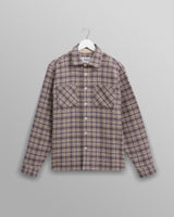wax london men's Whiting - Ecru And Blue Basket Check Overshirt