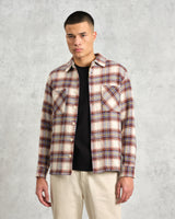 wax london men's Whiting - Ecru And Multicolour Hutton Check Overshirt