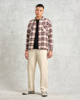 wax london men's Whiting - Ecru And Multicolour Hutton Check Overshirt