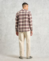 wax london men's Whiting - Ecru And Multicolour Hutton Check Overshirt