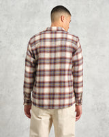 wax london men's Whiting - Ecru And Multicolour Hutton Check Overshirt