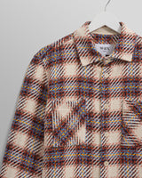 wax london men's Whiting - Ecru And Multicolour Hutton Check Overshirt
