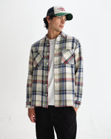 wax london men's Whiting - Ecru And Multicolour Jazz Weave Overshirt