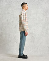 wax london men's Whiting - Ecru And Multicolour Yard Check Overshirt