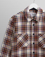 wax london men's Whiting - Ecru And Multicolour Zoar Check Overshirt