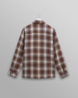 wax london men's Whiting - Ecru And Multicolour Zoar Check Overshirt