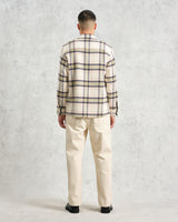wax london men's Whiting - Ecru And Sage Harp Check Overshirt