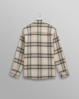 wax london men's Whiting - Ecru And Sage Harp Check Overshirt