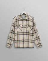 wax london men's Whiting - Ecru And Sage Harp Check Overshirt
