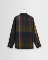 wax london men's Whiting - Green And Brown Tempo Check Overshirt