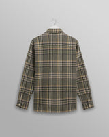 wax london men's Whiting - Green Wool Blend Check Overshirt