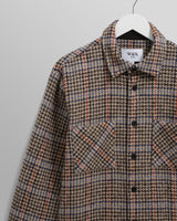 wax london men's Whiting - Grey Houndstooth Wool Mix Overshirt