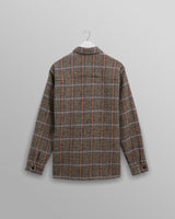 wax london men's Whiting - Grey Houndstooth Wool Mix Overshirt