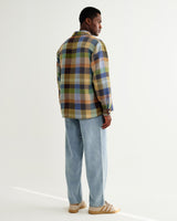 wax london men's Whiting - Khaki And Multicolour Pike Check Overshirt