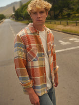 wax london men's Whiting - Multicolour Pastel Bude Check Overshirt