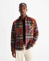 wax london men's Whiting - Multicolour Wool Check Overshirt