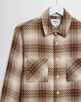 wax london men's Whiting - Natural And Ecru Overlap Check Overshirt